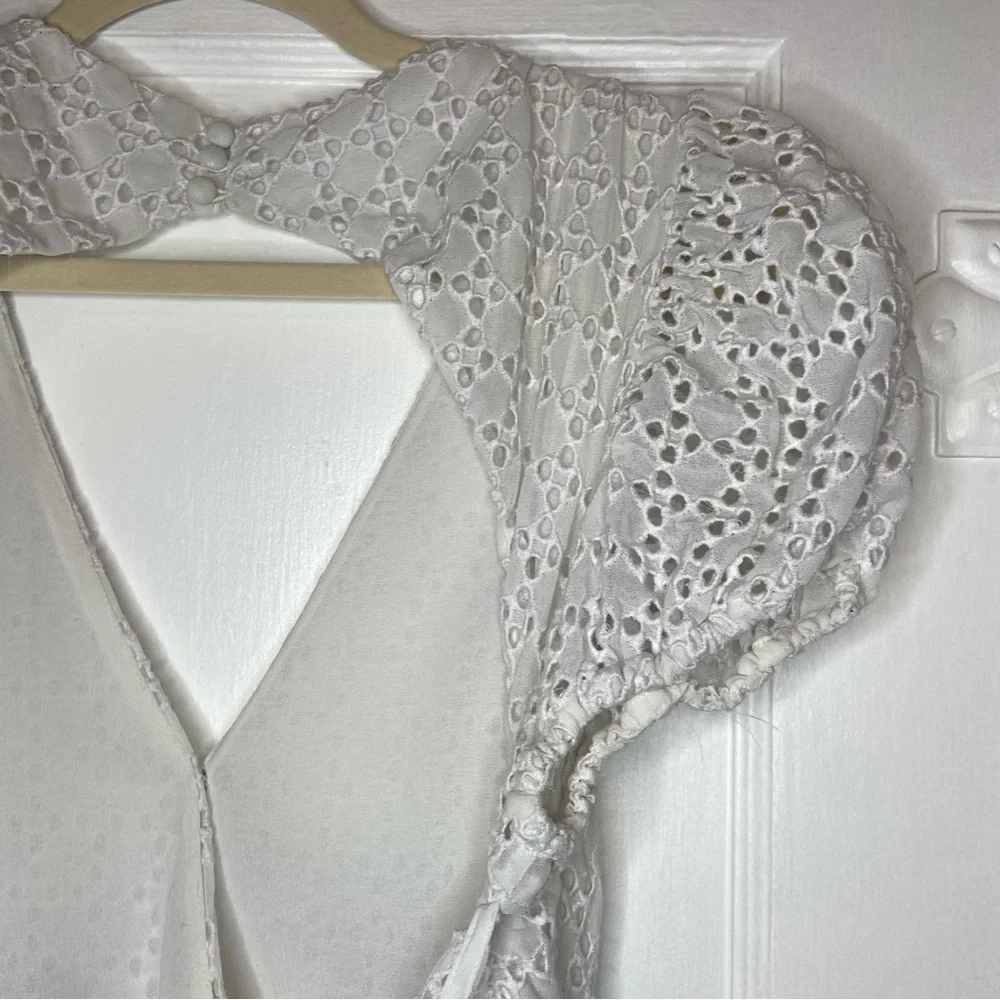 Bardot Nadia Tie Back Mini Eyelet Dress in ivory white size 12 - Picture 11 of 15